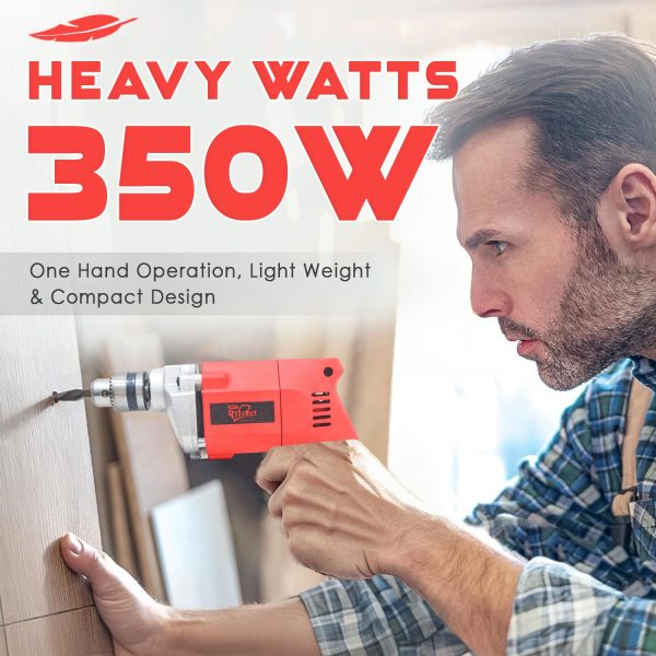 HPD Shakti 10mm Drill Machine With 350 WATT Powerful Copper Armature and Heavy Metal Chuck For Drilling Wood Steel Metal Brick For Home and Professional Use 10D - Image 4