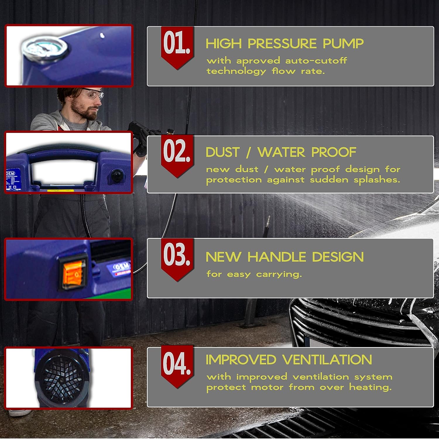 OEM Professional Electric Pressure Washer Heavy 2000W Copper Motor with