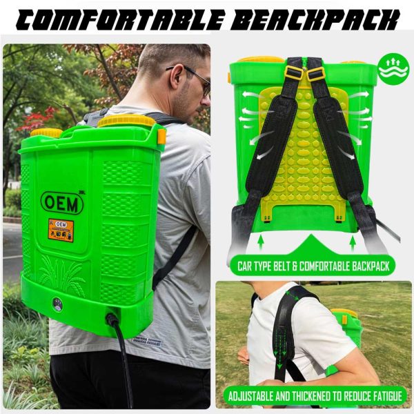 OEM YUVA Double Motor 20L Battery Operated Knapsack Sprayer 12V14A – shown on back with adjustable straps for comfortable use in agriculture and gardening