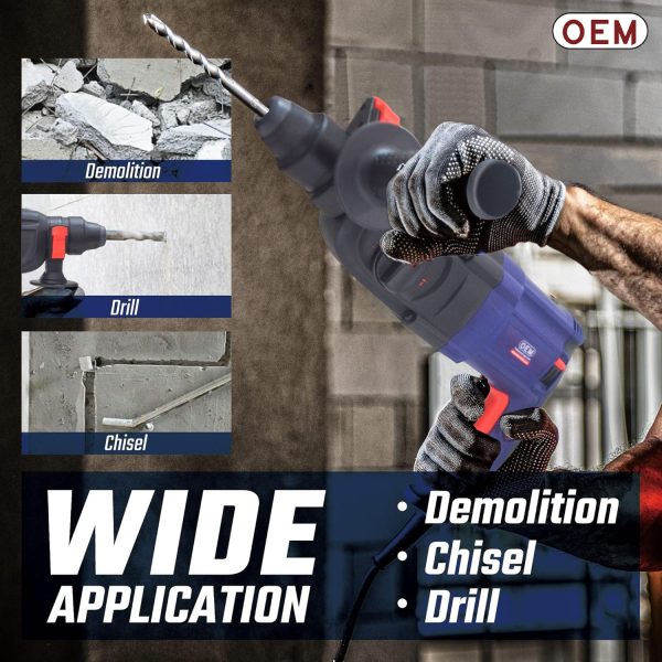 OEM Professional 26MM Rotary Hammer With 6 MONTHS Warranty 900 Watt 3 Mode Function Heavy Copper Motor R/F with Free 3 Drill bits and Two Chisel - Image 6