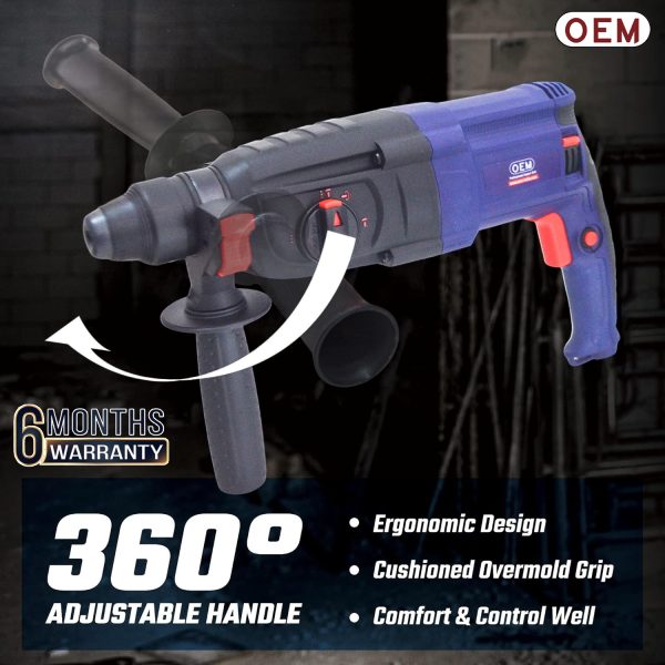 OEM Professional 26MM Rotary Hammer With 6 MONTHS Warranty 900 Watt 3 Mode Function Heavy Copper Motor R/F with Free 3 Drill bits and Two Chisel - Image 3