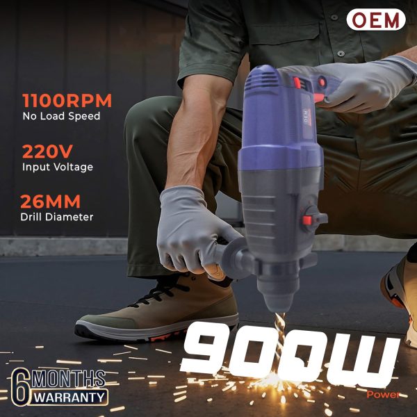 OEM Professional 26MM Rotary Hammer With 6 MONTHS Warranty 900 Watt 3 Mode Function Heavy Copper Motor R/F with Free 3 Drill bits and Two Chisel - Image 8