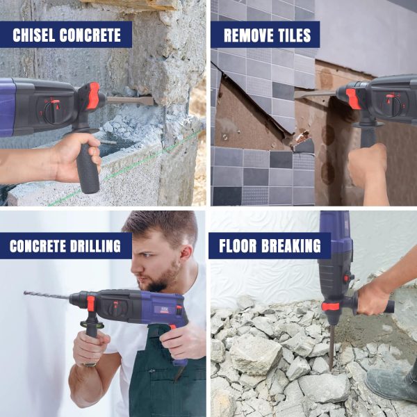 OEM Professional 26MM Rotary Hammer With 6 MONTHS Warranty 900 Watt 3 Mode Function Heavy Copper Motor R/F with Free 3 Drill bits and Two Chisel - Image 9