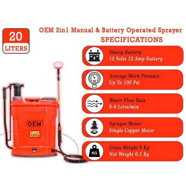 OEM 2-in-1 Battery & Manual 20L Sprayer Comfort Design and Specifications