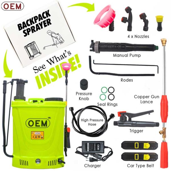 OEM 2in1 Battery Sprayer 12V8A 18L Box Contents