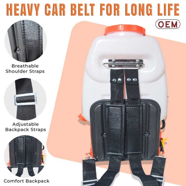 Ergonomic Car Belt and Adjustable Straps of OEM 25L Backpack Power Sprayer for Comfortable Spraying on Back