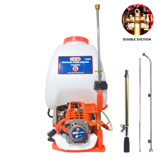 A image of OEM 25L Double Suction Backpack Power Sprayer – 139F Engine with Italian Gun (4-Stroke)