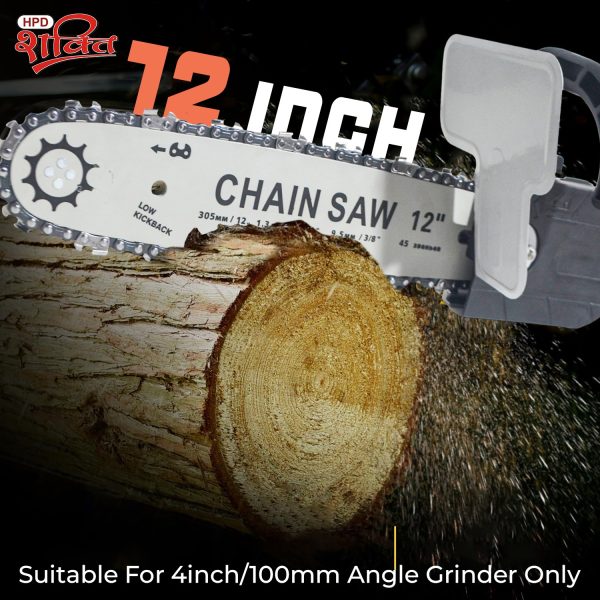 HPD 12" Electric Chainsaw Adapter Bracket Set for Angle Grinder – Multifunction Wood Cutting Conversion Kit | Compatible with 100mm/125mm Angle Grinder (Plastic + Steel, Multicolor) - Image 3