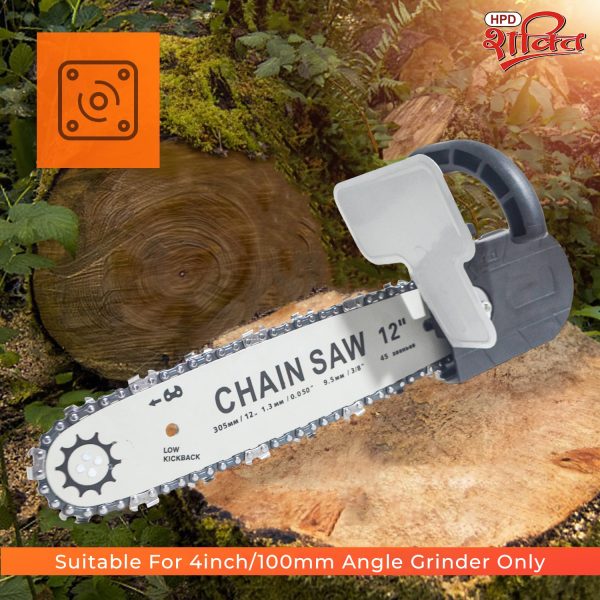 HPD 12" Electric Chainsaw Adapter Bracket Set for Angle Grinder – Multifunction Wood Cutting Conversion Kit | Compatible with 100mm/125mm Angle Grinder (Plastic + Steel, Multicolor) - Image 4