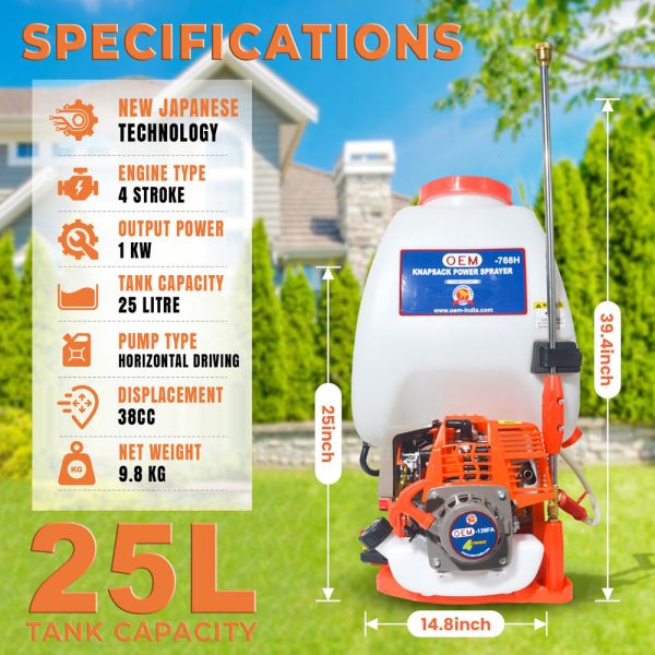OEM 25L Double Suction Power Sprayer with 139F Engine – Specification Details