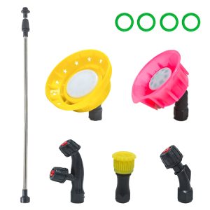 Stainless Steel Sprayer Kit – 5-Piece Set with 3 Nozzles, Gun Connector, Washer & double 8-Hole Flower Nozzle – Garden & Cleaning Accessory