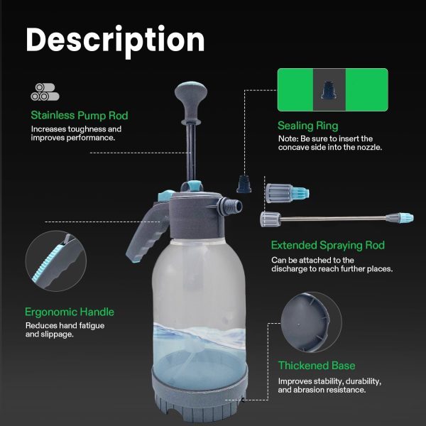 OEM 2 Litre Blue Manual Hand Pressure Sprayer Pump – Durable Garden & Indoor Spray Bottle with Brass Nozzle, Extension Rode, Adjustable Mist & Easy Use - Image 4