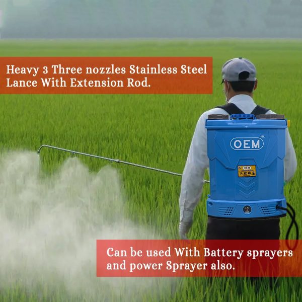 OEM Heavy-Duty Stainless Steel Spray Lance with 3 Integrated Nozzles | Connector Included | Compatible with Battery & Power Sprayers - Image 3
