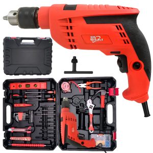 HPD Shakti 13mm Impact Drill Machine 850W Kit Heavy Duty Hammer Drill for Wall Drilling Full Copper Motor Variable Speed, Forward & Reverse Professional Drilling Machine for Home Use Tool Box Kit