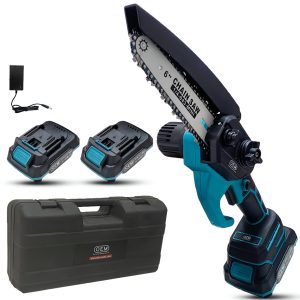 OEM 6 Inch Professional Cordless Mini Chainsaw | 21V Powerful Battery Operated Wood Cutter | One-Hand Electric Chain Saw Machine for Tree Cutting, Trimming & Home Garden Use