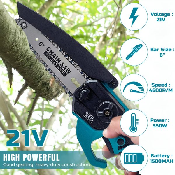 OEM 6 Inch Professional Cordless Mini Chainsaw | 21V Powerful Battery ...
