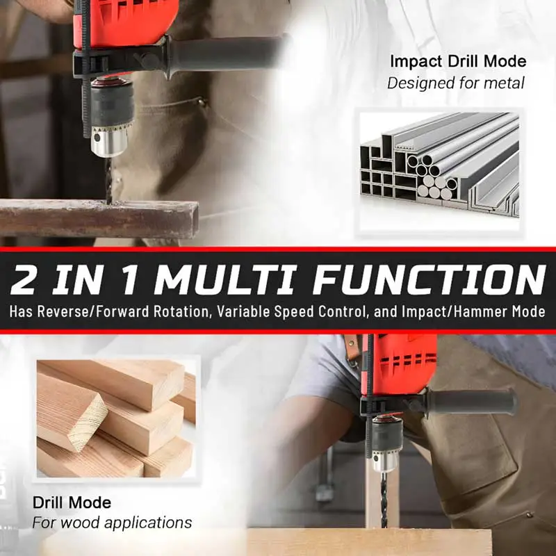 HPD Shakti 13mm Impact Drill Machine 850W Kit Heavy Duty Hammer Drill for Wall Drilling with Full Copper Motor, Variable Speed & Reverse, Tool Box Kit - Image 2