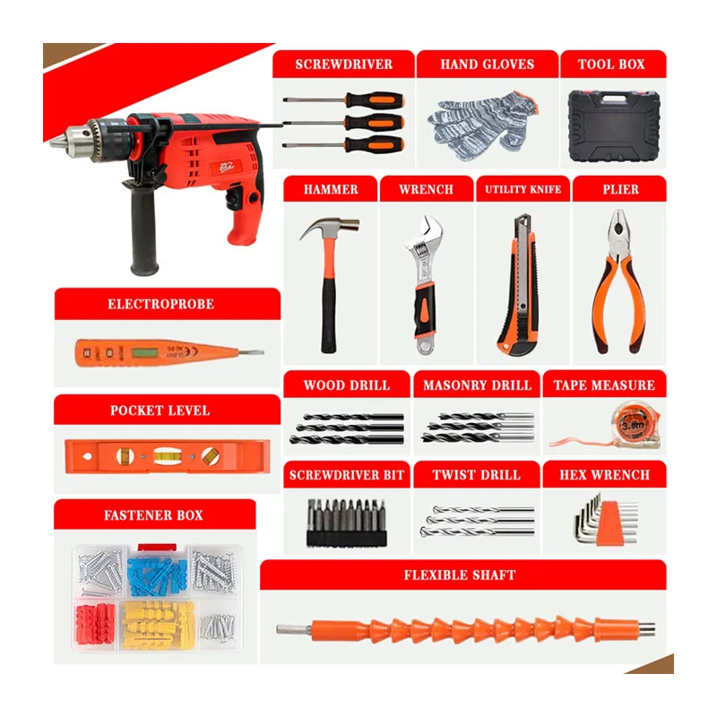 HPD Shakti 13mm Impact Drill Machine 850W Kit Heavy Duty Hammer Drill for Wall Drilling with Full Copper Motor, Variable Speed & Reverse, Tool Box Kit - Image 8