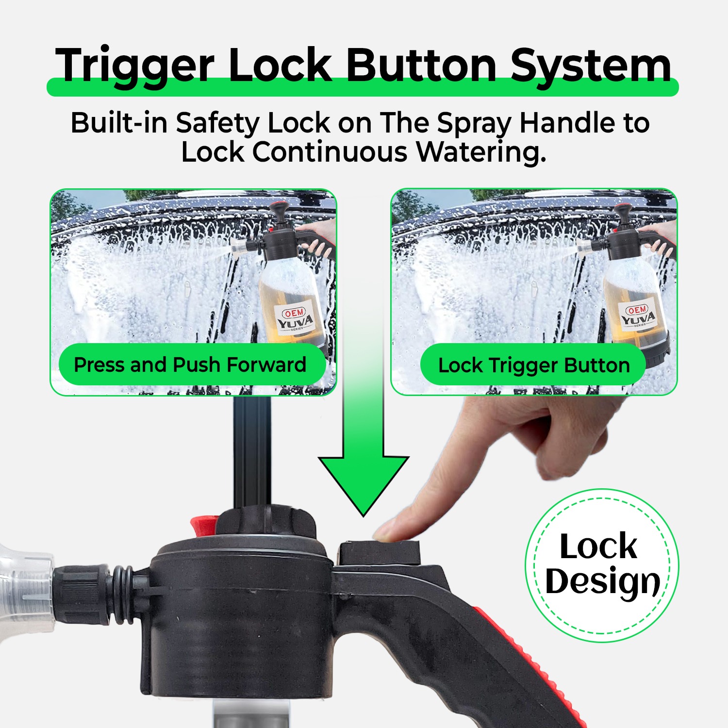 OEM 2L Foam Sprayer for Car Washing | Hand Pressure Snow Foam Pump Bottle | Trigger Lock Button | Adjustable Spray Nozzle | High Pressure Cleaning for Car, Bike, Garden & Home - Image 6