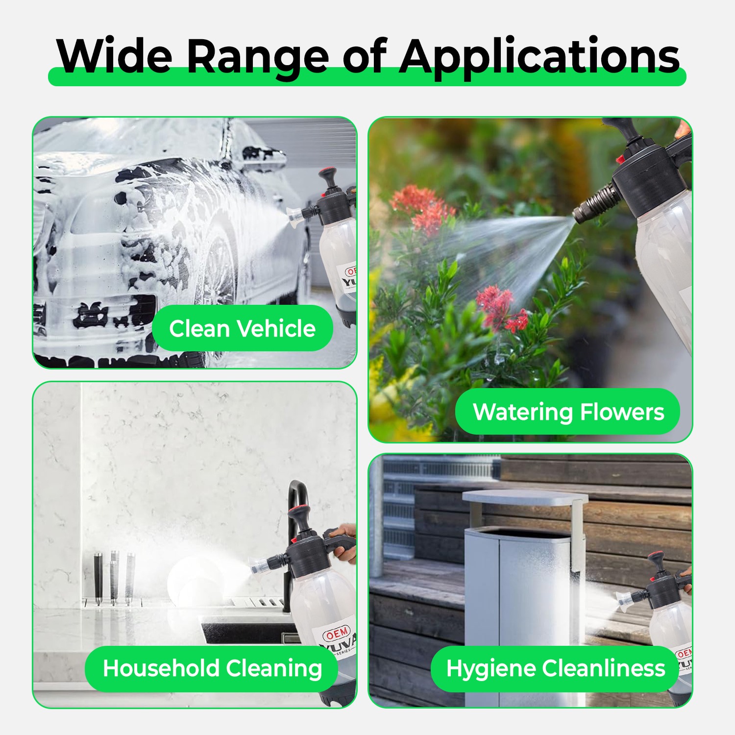 OEM 2L Foam Sprayer for Car Washing | Hand Pressure Snow Foam Pump Bottle | Trigger Lock Button | Adjustable Spray Nozzle | High Pressure Cleaning for Car, Bike, Garden & Home - Image 5