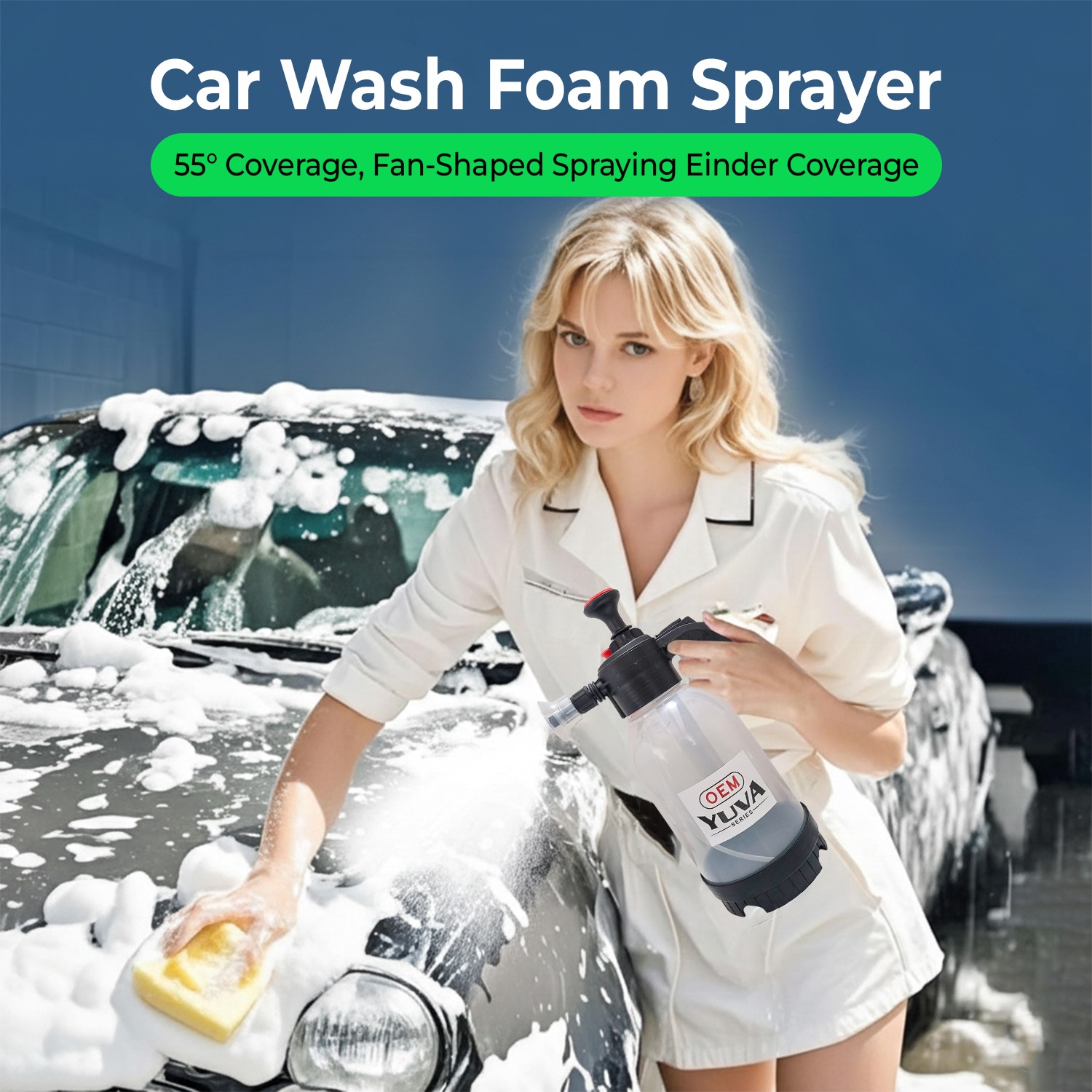 OEM 2L Foam Sprayer for Car Washing | Hand Pressure Snow Foam Pump Bottle | Trigger Lock Button | Adjustable Spray Nozzle | High Pressure Cleaning for Car, Bike, Garden & Home - Image 4