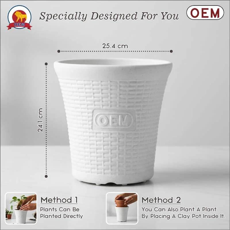 Set of 5 – 10 Inch White Planter Pots - Image 2