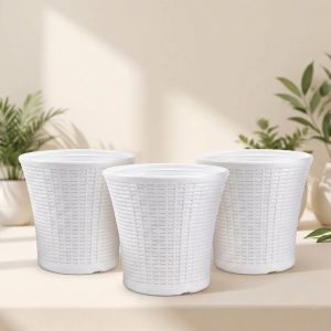 OEM 10 Inch White Decorative Planter Pots for Home & Garden – (Set of 3)