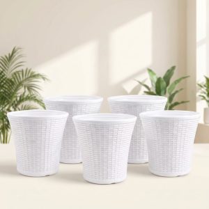 OEM 10 Inch White Decorative Planter Pots for Home & Garden – (Set of 5)