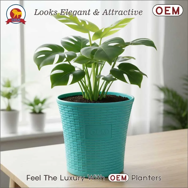 Set of 5 – 12 Inch Aqua Green Planters Pots - Image 3
