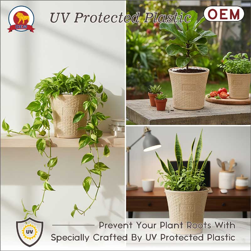 Set of 5 – 12 Inch Beige Planter Pots - Image 4