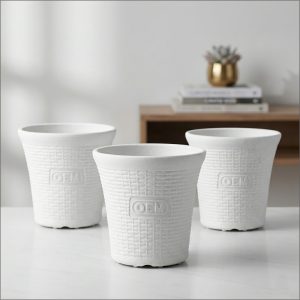 OEM Premium 10 Inch White Planters – Luxury Indoor & Outdoor Flower Pots | Durable Decorative Pots for Home Décor, Balcony & Office | Pack of 3