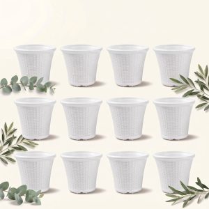 OEM 6 Inch White Decorative Planter Pots for Home & Garden – (Set of 12)