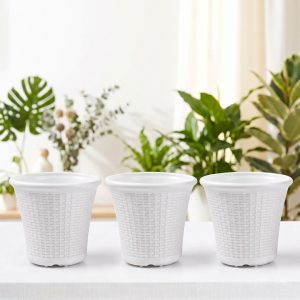 OEM 6 Inch White Decorative Planter Pots for Home & Garden – (Set of 3)