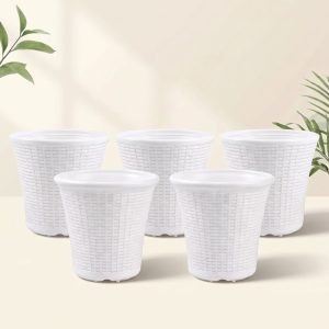 OEM 6 Inch White Decorative Planter Pots for Home & Garden – (Set of 5)