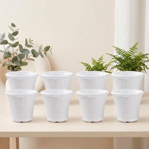 OEM 6 Inch White Decorative Planter Pots for Home & Garden – (Set of 8)