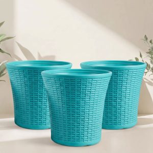 OEM 12 Inch Aqua Green Decorative Planter Pots for Home & Garden – (Set of 3)