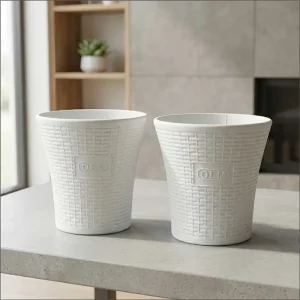 Set of 2 – 10 Inch White Planter Pots