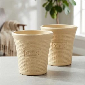 Set of 2 – 12 Inch Beige Planter Pots