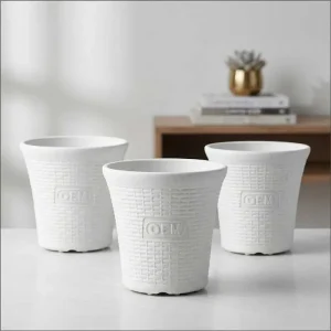 Set of 3 – 12 Inch White Planter Pots
