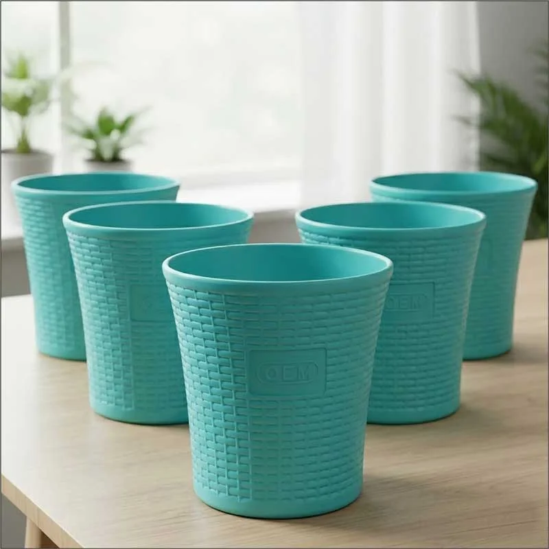 Set of 5 – 12 Inch Aqua Green Planters Pots