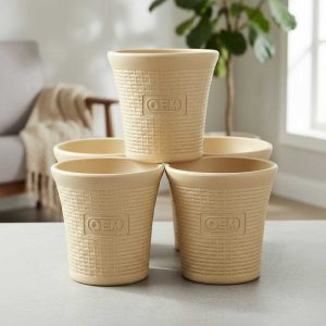Set of 5 – 12 Inch Beige Planter Pots
