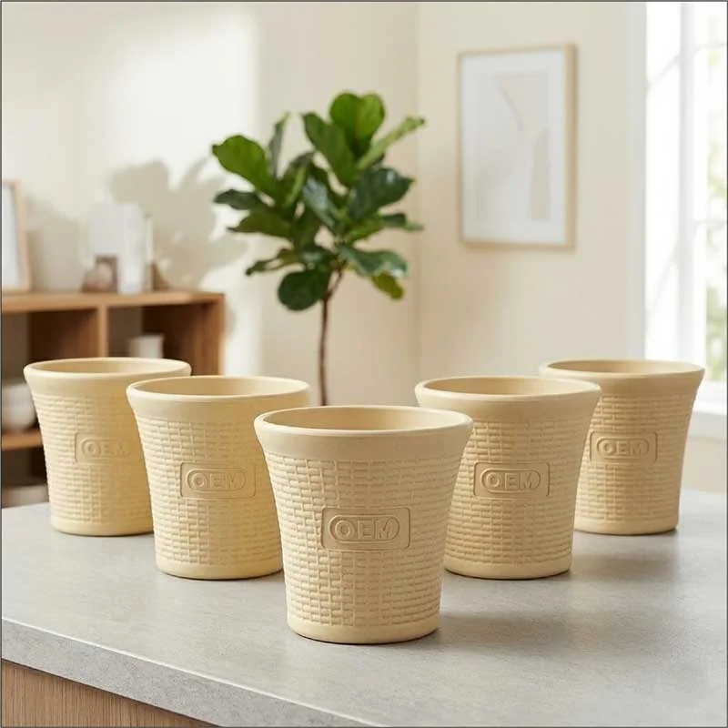 Set of 5 – 6 Inch Beige Planter Pots
