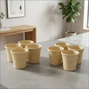 Set of 8 – 6 Inch Beige Planter Pots