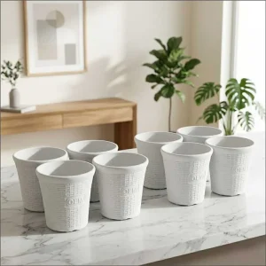 Set of 8 – 6 Inch White Planter Pots