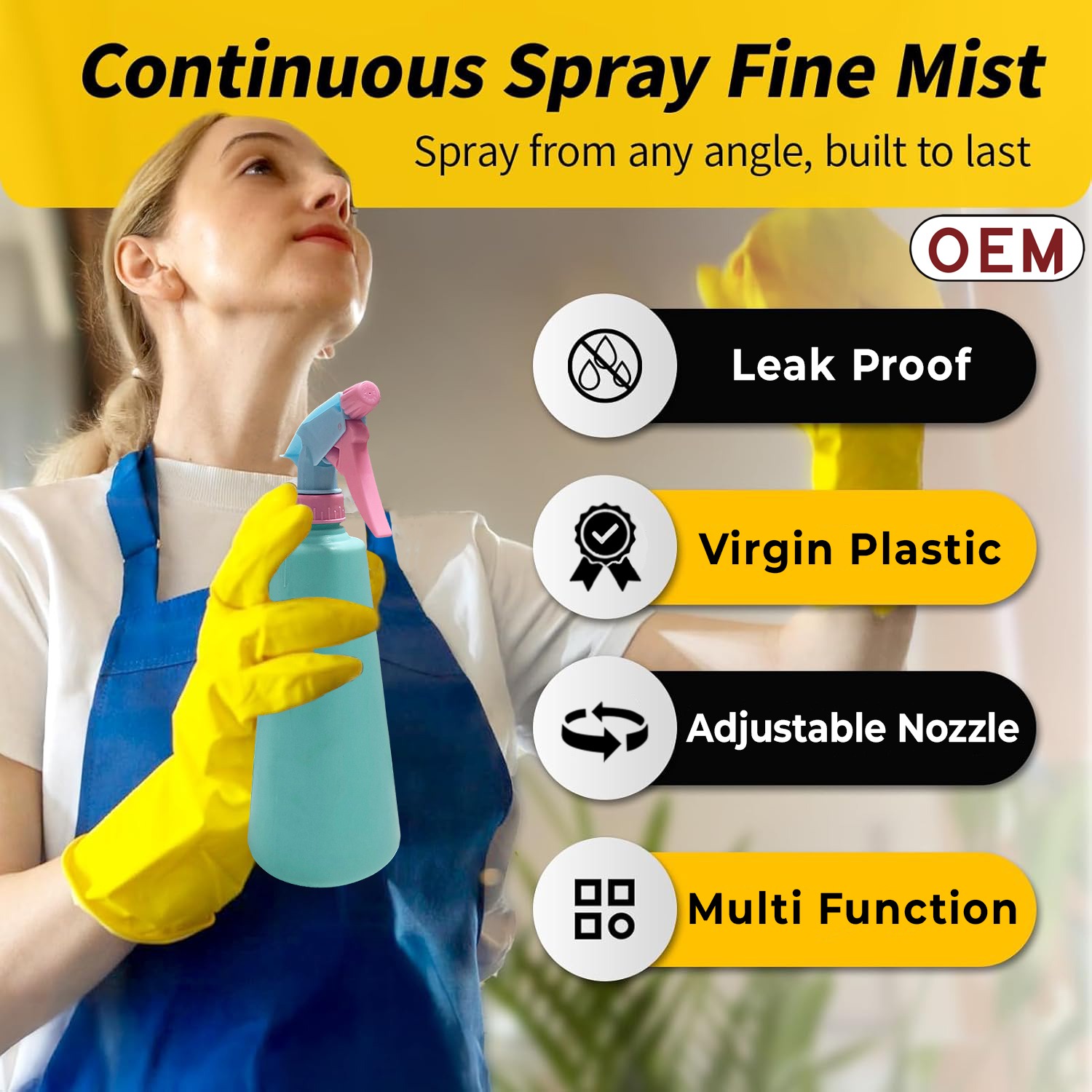 OEM 700ml Trigger Spray Bottle | Manual Hand Pressure Sprayer with Adjustable Nozzle | Multipurpose Water Sprayer for Gardening, Cleaning, Sanitizing & Plant Care - Image 6