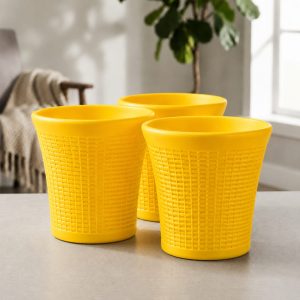 Set of 3 – 12 Inch Luxury Premium Gold Yellow Planter Pots