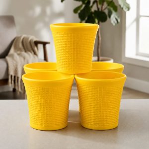Set of 5 – 12 Inch Luxury Premium Gold Yellow Planter Pots