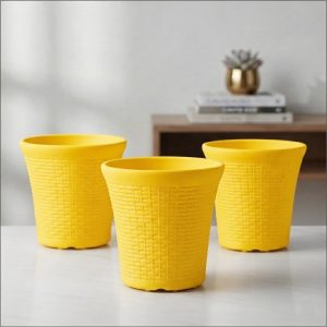 Set of 3 – 6 Inch Gold Yellow Planter Pots