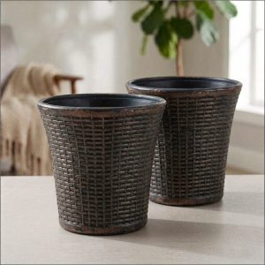 Set of 2 – 12 Inch Luxury Premium Black Rose Planter Pots