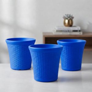 Set of 3 – 6 Inch Blue Planter Pots